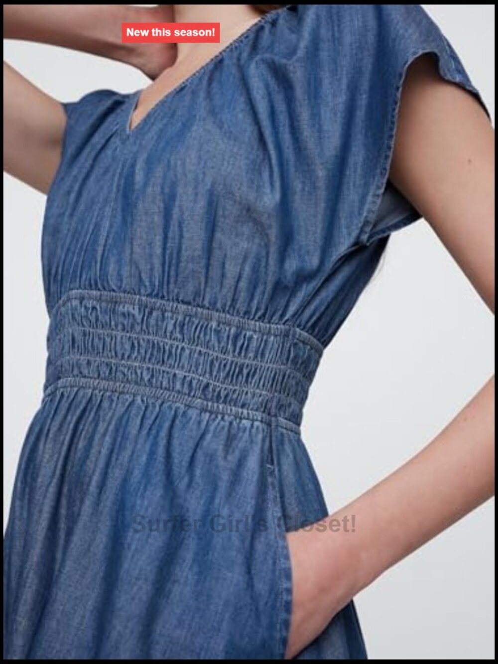 Smocked Waist Maxi Dress - Women's Casual Dress - Cotton Pull On View 3